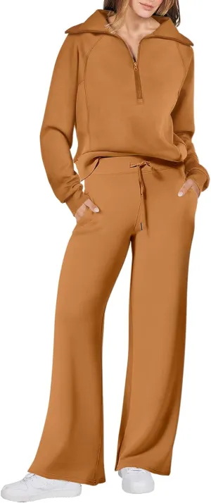 ANRABESS Women 2 Piece Outfits Sweatsuit Oversized Sweatshirt Sweatpants Tracksuit Sweat Lounge Matching Set 2025 Fall Trendy