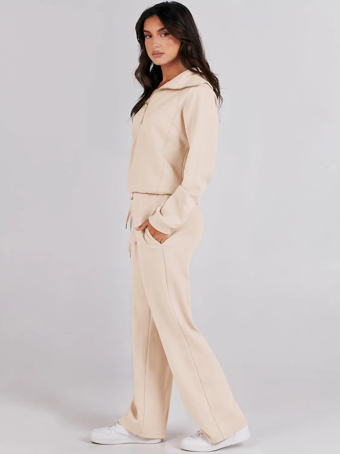 ANRABESS Women 2 Piece Outfits Sweatsuit Oversized Sweatshirt Sweatpants Tracksuit Sweat Lounge Matching Set 2025 Fall Trendy