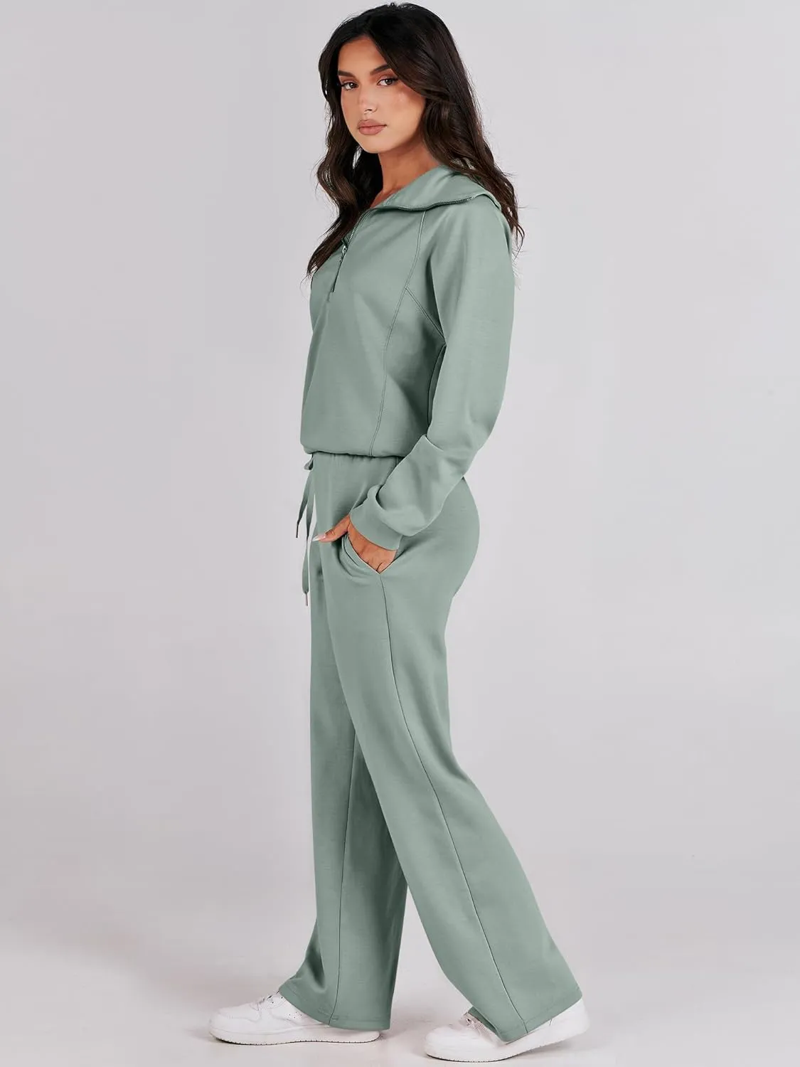 ANRABESS Women 2 Piece Outfits Sweatsuit Oversized Sweatshirt Sweatpants Tracksuit Sweat Lounge Matching Set 2025 Fall Trendy