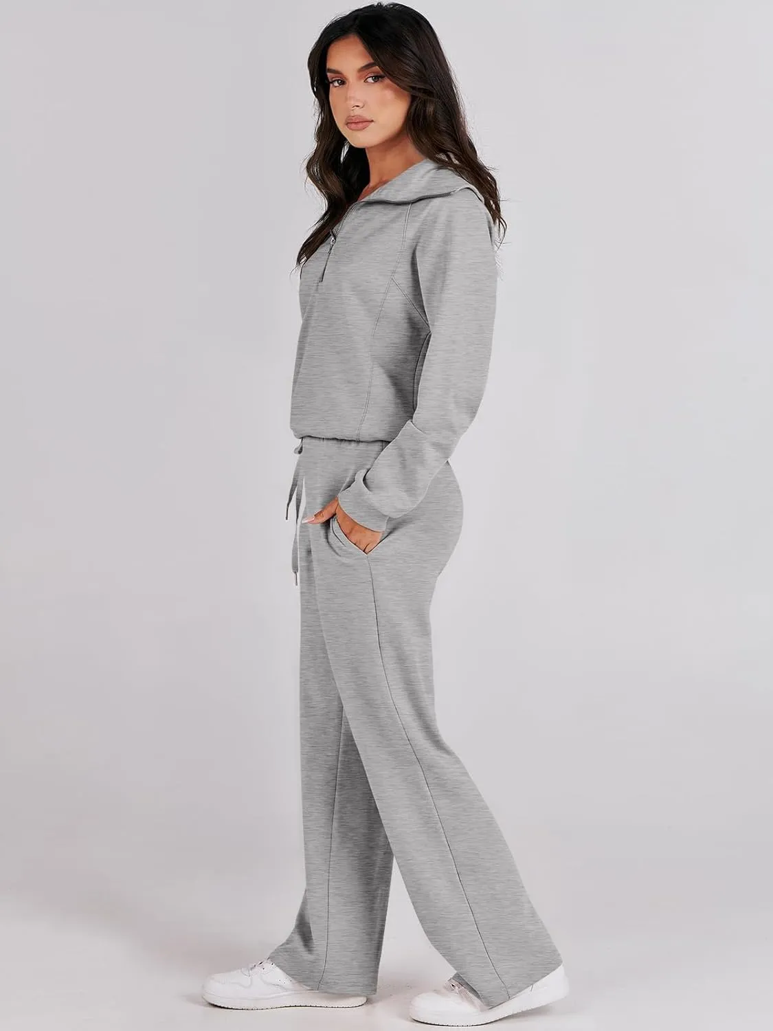 ANRABESS Women 2 Piece Outfits Sweatsuit Oversized Sweatshirt Sweatpants Tracksuit Sweat Lounge Matching Set 2025 Fall Trendy