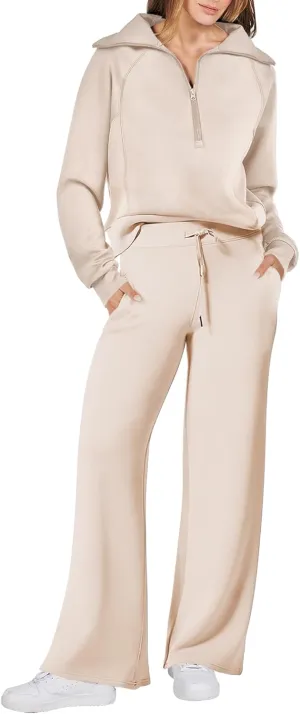 ANRABESS Women 2 Piece Outfits Sweatsuit Oversized Sweatshirt Sweatpants Tracksuit Sweat Lounge Matching Set 2025 Fall Trendy