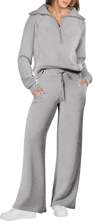 ANRABESS Women 2 Piece Outfits Sweatsuit Oversized Sweatshirt Sweatpants Tracksuit Sweat Lounge Matching Set 2025 Fall Trendy