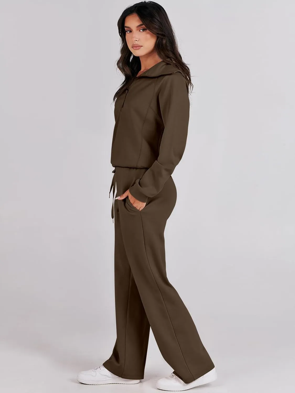 ANRABESS Women 2 Piece Outfits Sweatsuit Oversized Sweatshirt Sweatpants Tracksuit Sweat Lounge Matching Set 2025 Fall Trendy