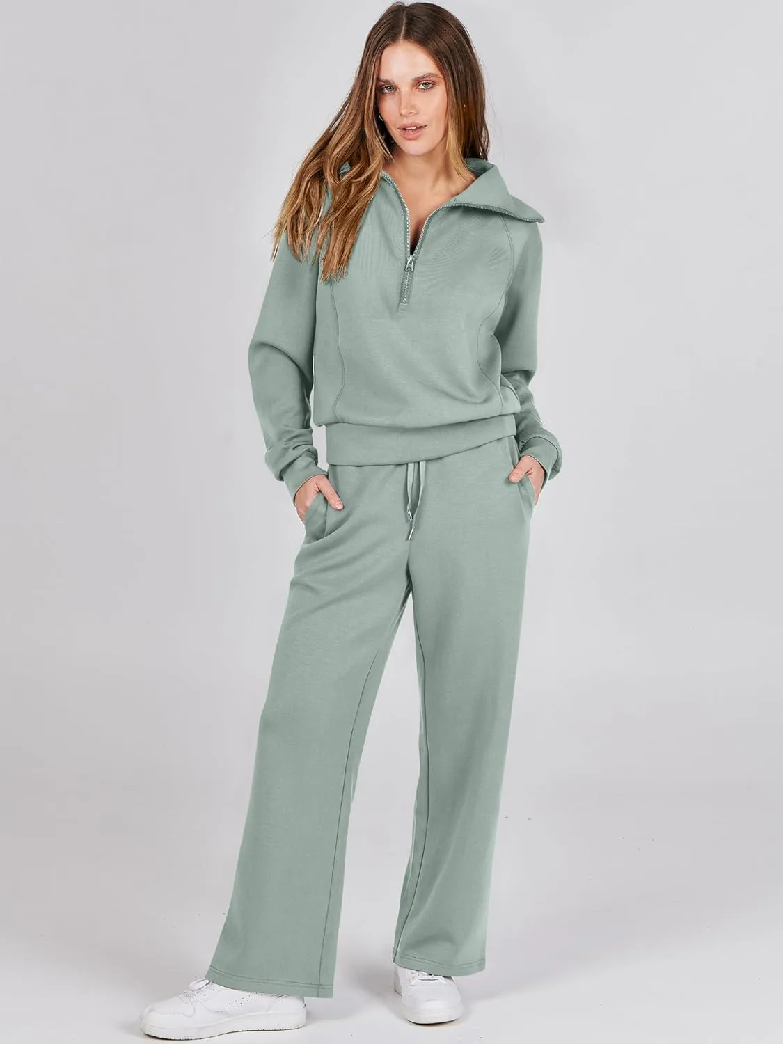 ANRABESS Women 2 Piece Outfits Sweatsuit Oversized Sweatshirt Sweatpants Tracksuit Sweat Lounge Matching Set 2025 Fall Trendy