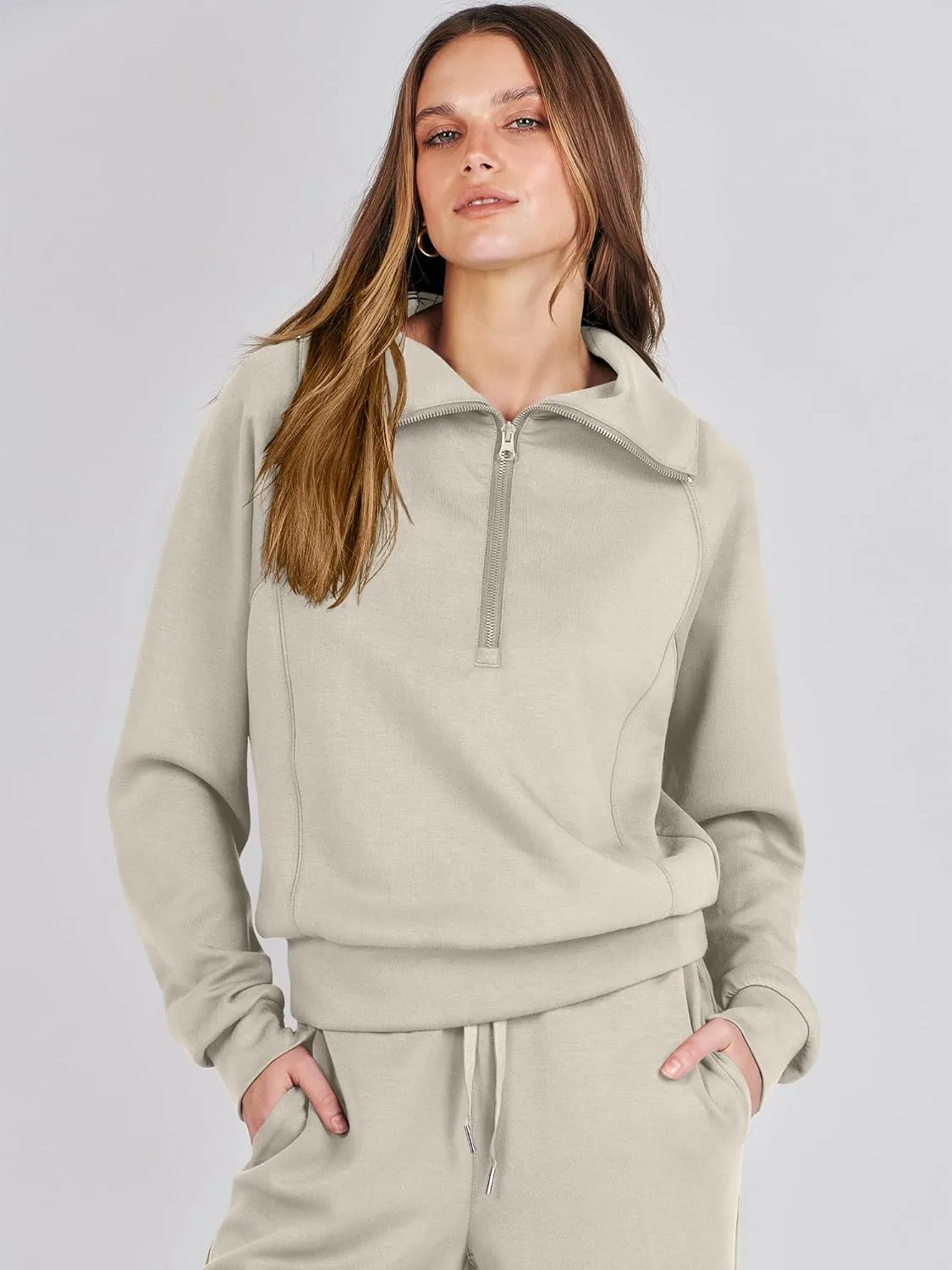 ANRABESS Women 2 Piece Outfits Sweatsuit Oversized Sweatshirt Sweatpants Tracksuit Sweat Lounge Matching Set 2025 Fall Trendy