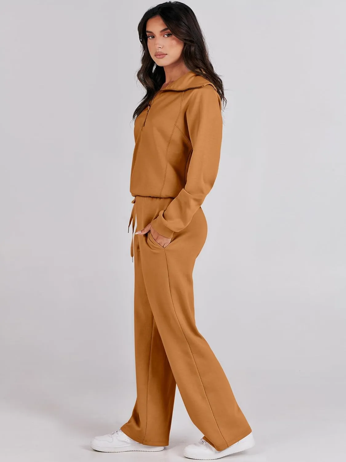 ANRABESS Women 2 Piece Outfits Sweatsuit Oversized Sweatshirt Sweatpants Tracksuit Sweat Lounge Matching Set 2025 Fall Trendy