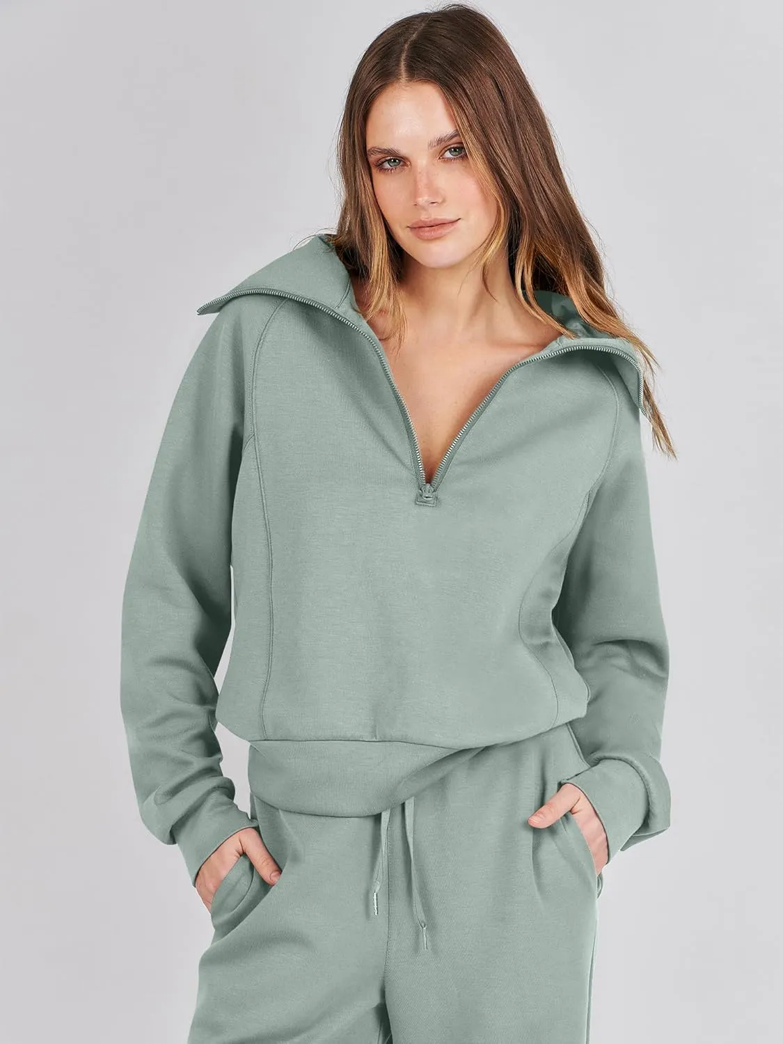 ANRABESS Women 2 Piece Outfits Sweatsuit Oversized Sweatshirt Sweatpants Tracksuit Sweat Lounge Matching Set 2025 Fall Trendy