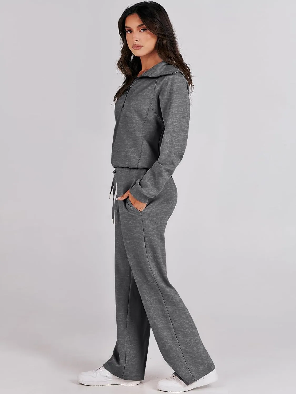 ANRABESS Women 2 Piece Outfits Sweatsuit Oversized Sweatshirt Sweatpants Tracksuit Sweat Lounge Matching Set 2025 Fall Trendy