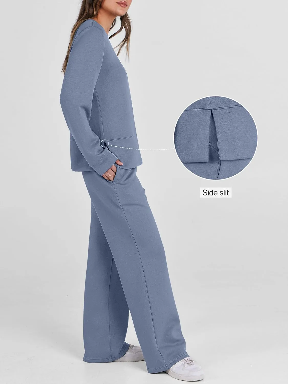 ANRABESS Women's 2 Piece Lounge Sets Casual Travel Outfits Wide Leg Tracksuit Sweatsuits Matching Set 2025 Fall Clothes