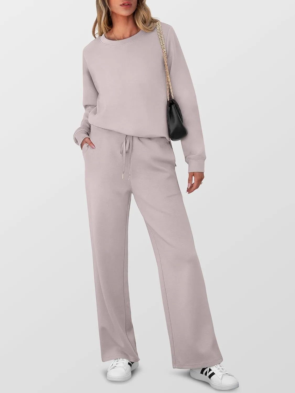 ANRABESS Women's 2 Piece Lounge Sets Casual Travel Outfits Wide Leg Tracksuit Sweatsuits Matching Set 2025 Fall Clothes