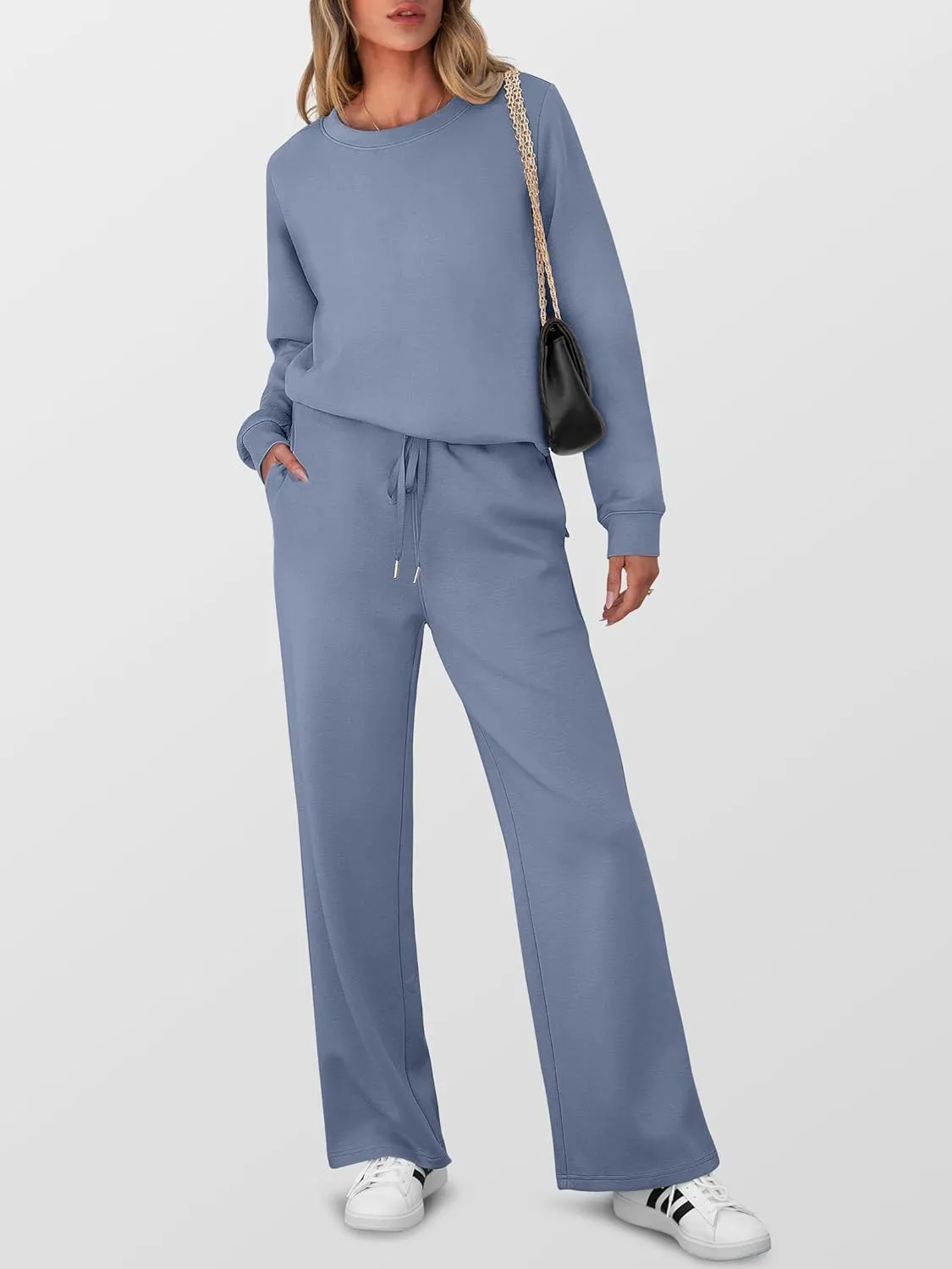 ANRABESS Women's 2 Piece Lounge Sets Casual Travel Outfits Wide Leg Tracksuit Sweatsuits Matching Set 2025 Fall Clothes