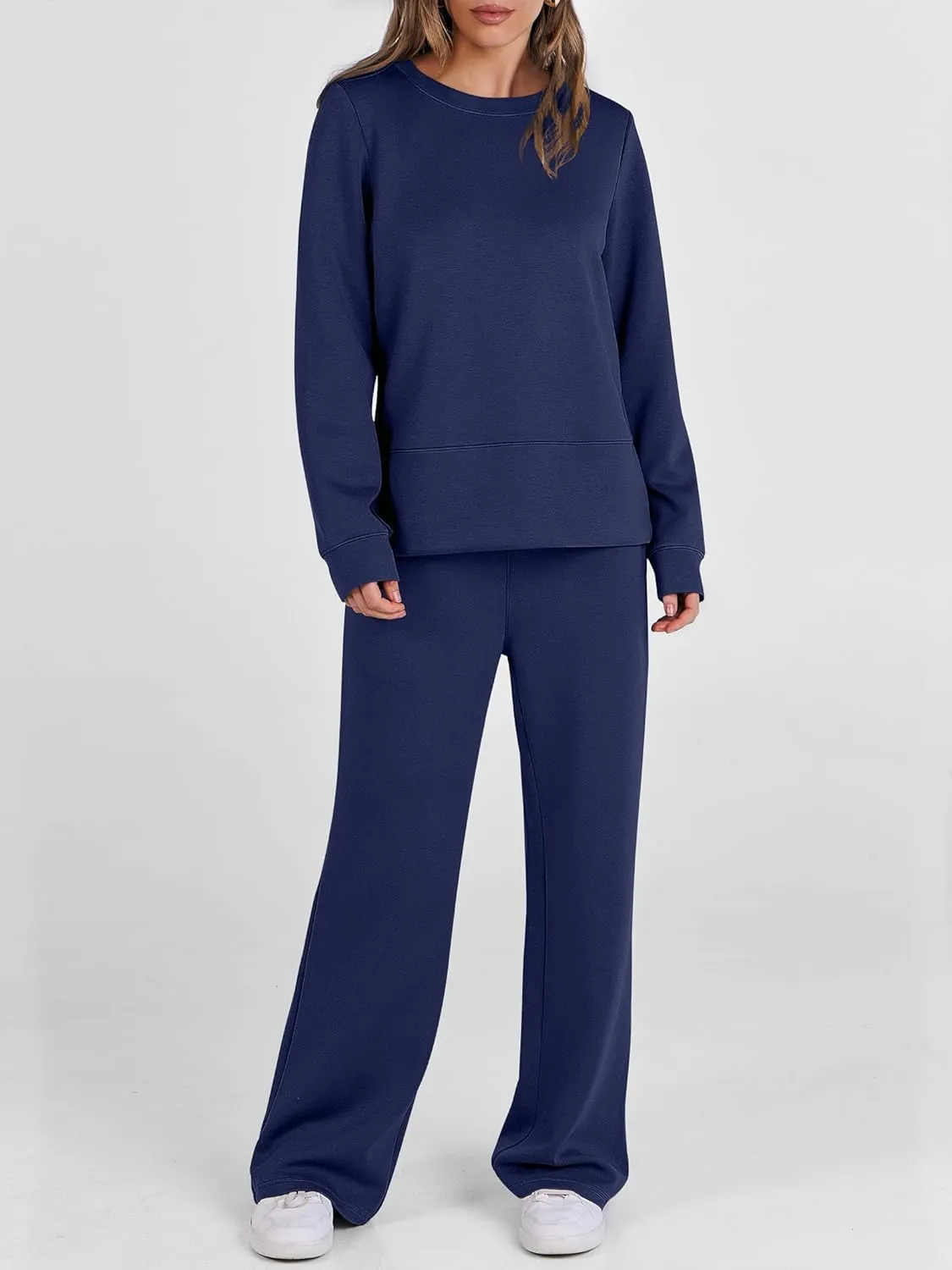 ANRABESS Women's 2 Piece Lounge Sets Casual Travel Outfits Wide Leg Tracksuit Sweatsuits Matching Set 2025 Fall Clothes