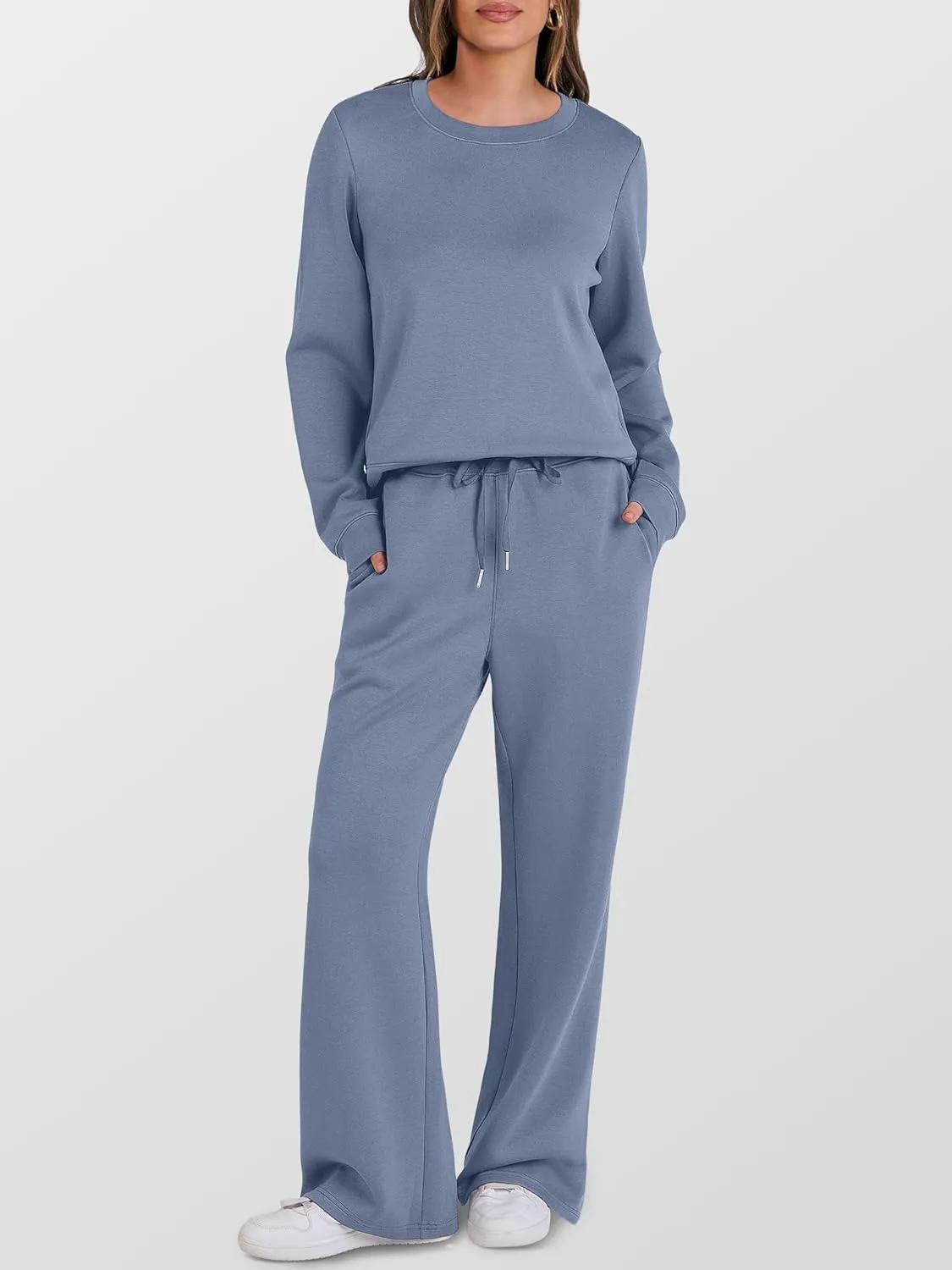 ANRABESS Women's 2 Piece Lounge Sets Casual Travel Outfits Wide Leg Tracksuit Sweatsuits Matching Set 2025 Fall Clothes