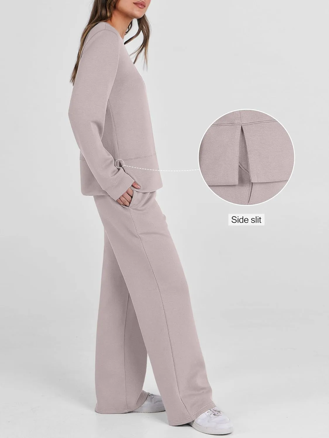 ANRABESS Women's 2 Piece Lounge Sets Casual Travel Outfits Wide Leg Tracksuit Sweatsuits Matching Set 2025 Fall Clothes