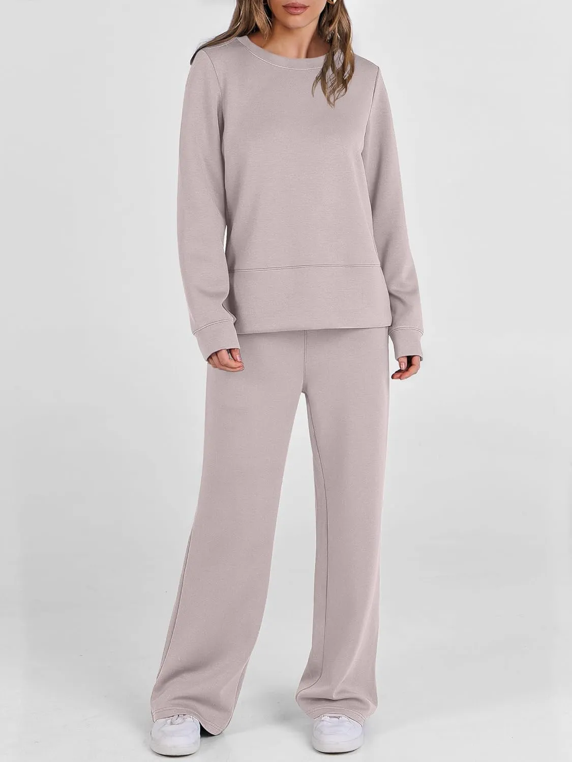 ANRABESS Women's 2 Piece Lounge Sets Casual Travel Outfits Wide Leg Tracksuit Sweatsuits Matching Set 2025 Fall Clothes