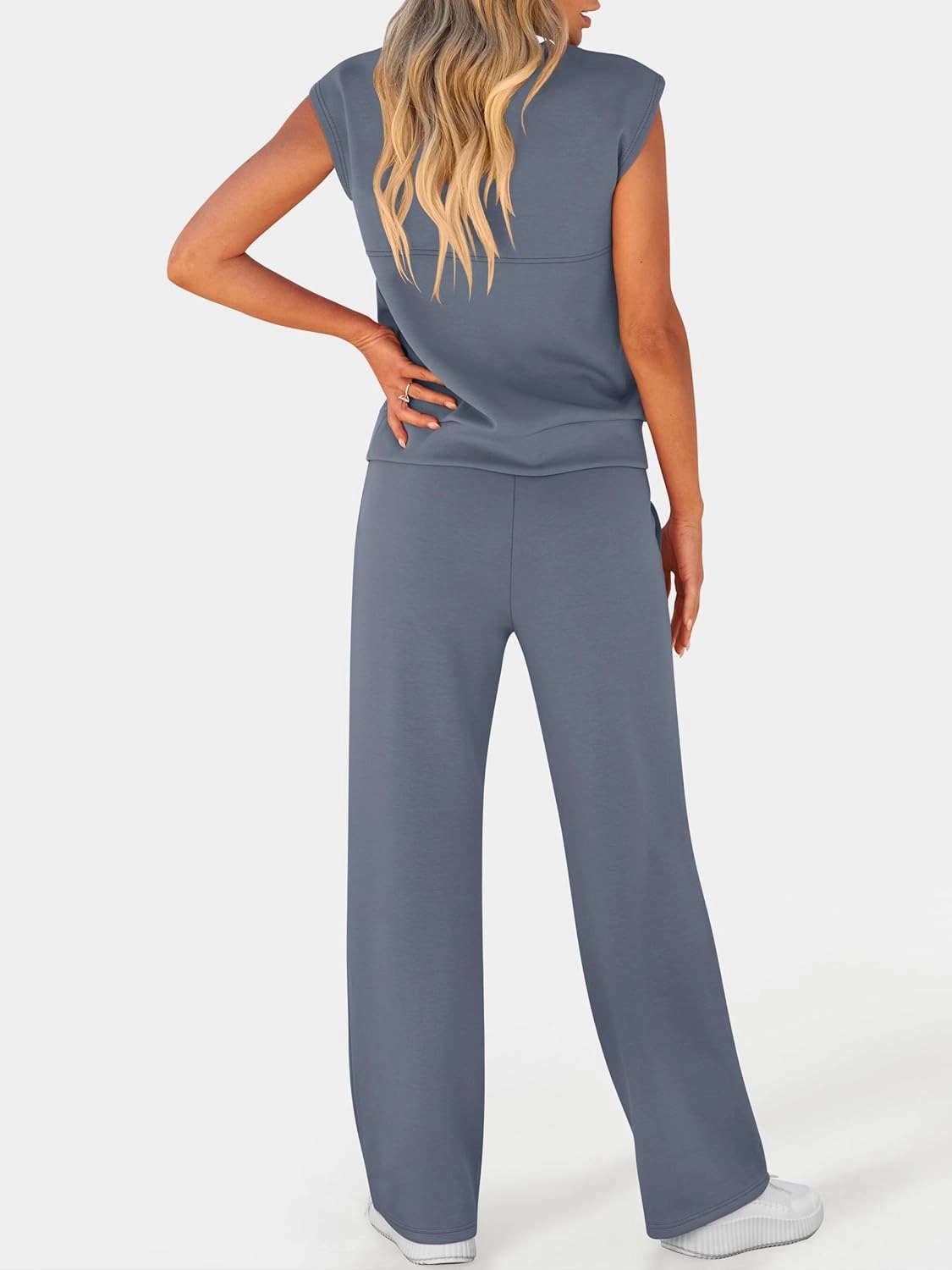 ANRABESS Two Piece Sets for Women Summer Sleeveless Sweatsuits Wide Leg Casual Lounge Set Matching Vacation Travel Outfits