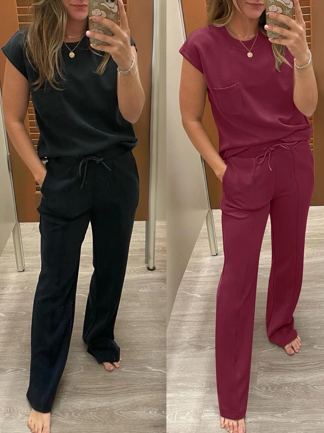 ANRABESS Two Piece Sets for Women Summer Sleeveless Sweatsuits Wide Leg Casual Lounge Set Matching Vacation Travel Outfits