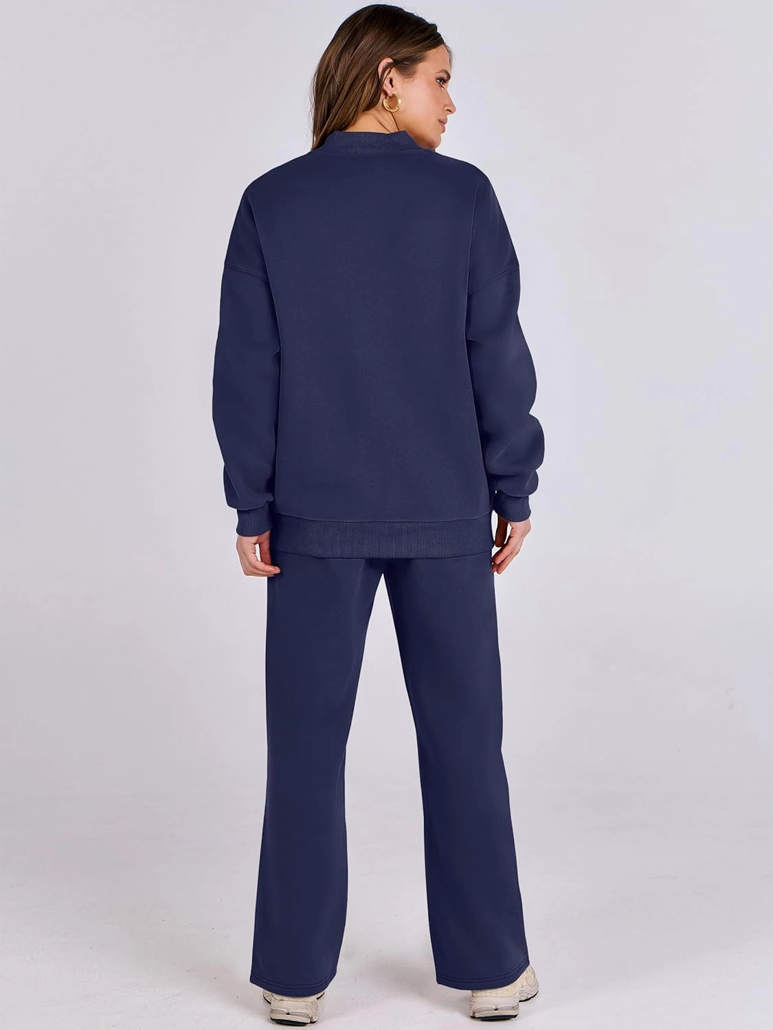 ANRABESS Women 2 Piece Outfits Lounge Set Oversized Zip Up Sweatshirt Jacket Sweatpant Matching Sweat Sets Winter Sweatsuits