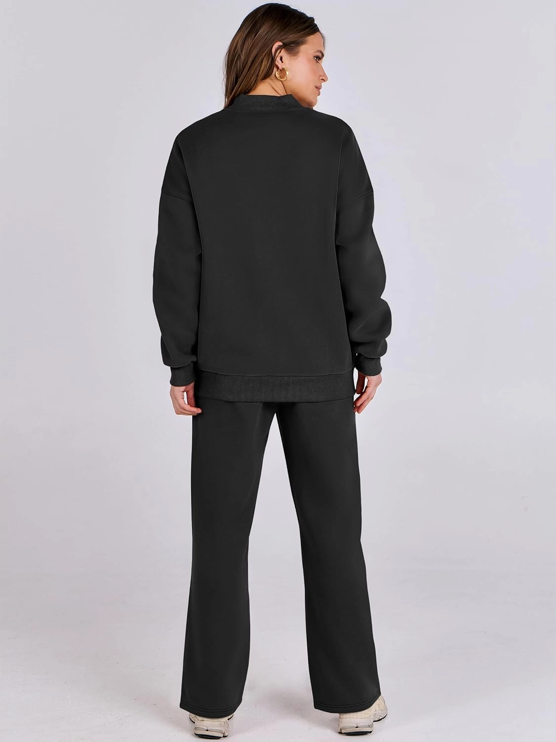 ANRABESS Women 2 Piece Outfits Lounge Set Oversized Zip Up Sweatshirt Jacket Sweatpant Matching Sweat Sets Winter Sweatsuits