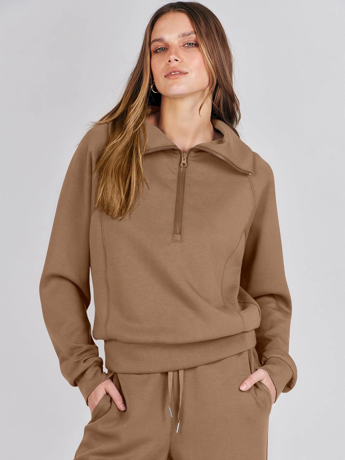 ANRABESS Women 2 Piece Outfits Sweatsuit Oversized Sweatshirt Sweatpants Tracksuit Sweat Lounge Matching Set 2025 Fall Trendy