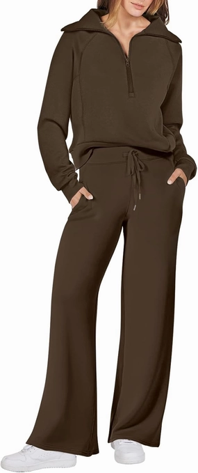 ANRABESS Women 2 Piece Outfits Sweatsuit Oversized Sweatshirt Sweatpants Tracksuit Sweat Lounge Matching Set 2025 Fall Trendy