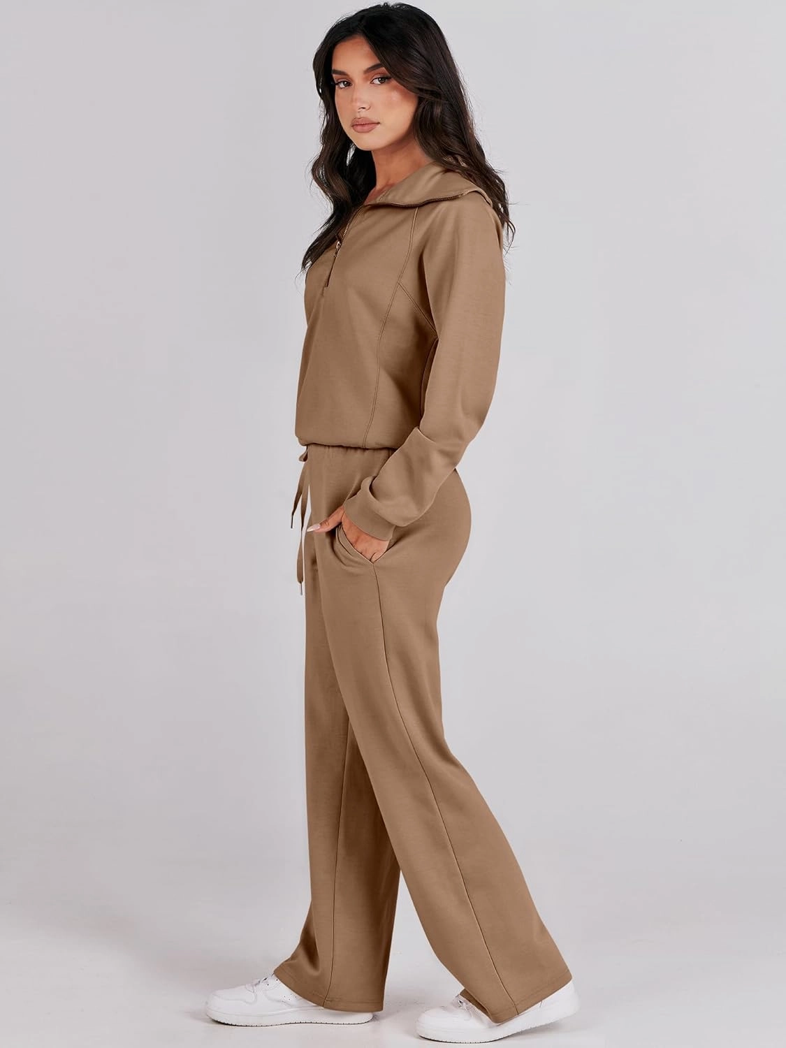 ANRABESS Women 2 Piece Outfits Sweatsuit Oversized Sweatshirt Sweatpants Tracksuit Sweat Lounge Matching Set 2025 Fall Trendy
