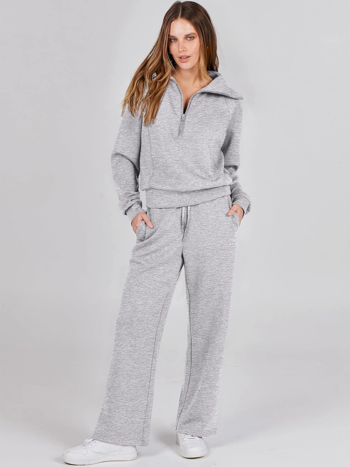 ANRABESS Women 2 Piece Outfits Sweatsuit Oversized Sweatshirt Sweatpants Tracksuit Sweat Lounge Matching Set 2025 Fall Trendy