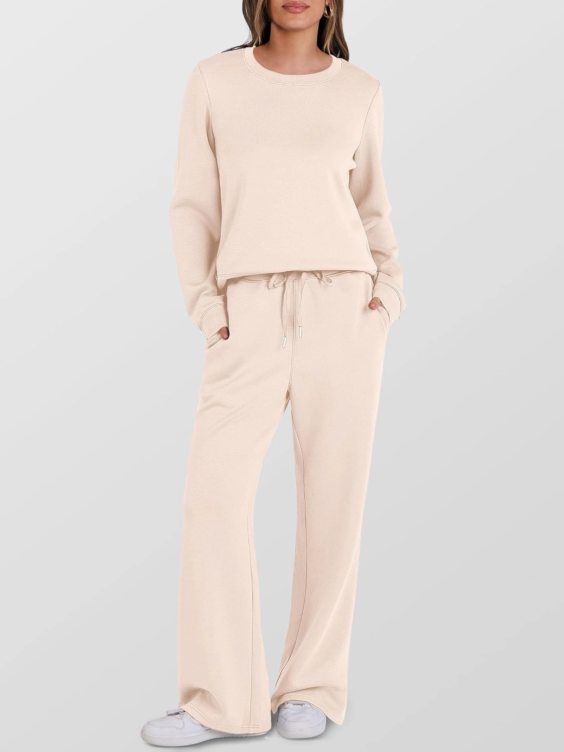 ANRABESS Women's 2 Piece Lounge Sets Casual Travel Outfits Wide Leg Tracksuit Sweatsuits Matching Set 2025 Fall Clothes