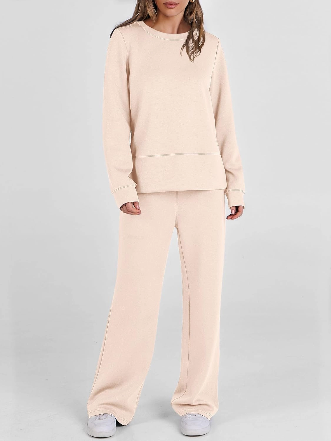 ANRABESS Women's 2 Piece Lounge Sets Casual Travel Outfits Wide Leg Tracksuit Sweatsuits Matching Set 2025 Fall Clothes
