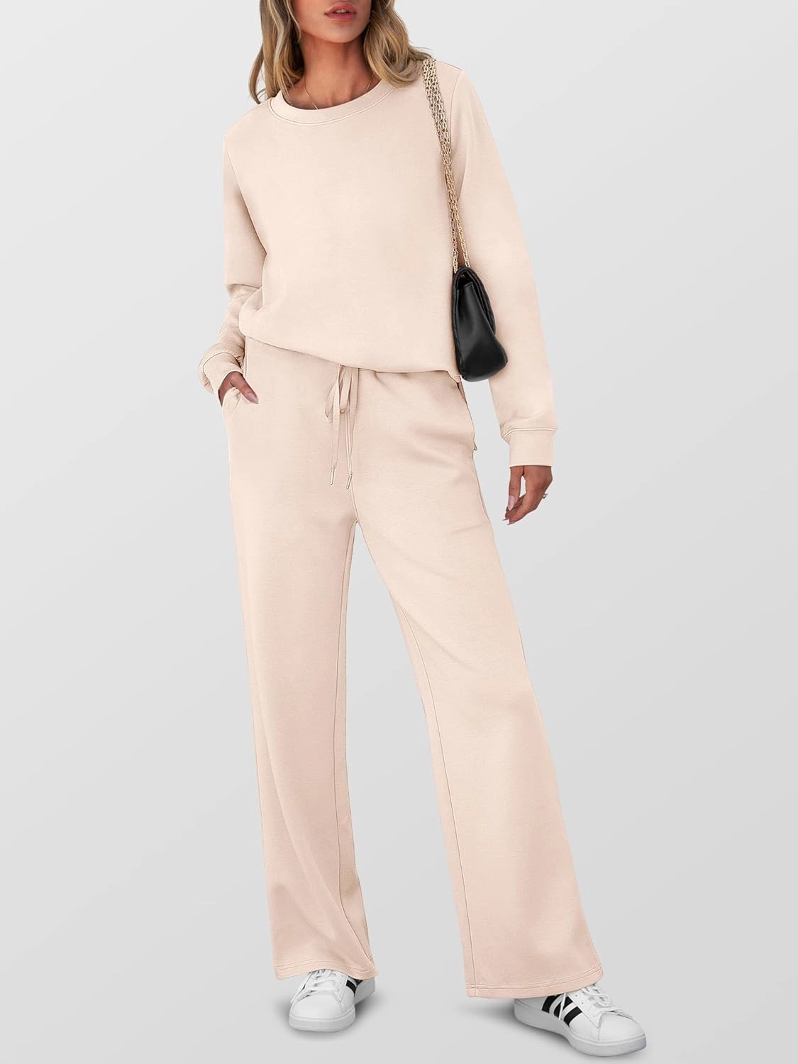 ANRABESS Women's 2 Piece Lounge Sets Casual Travel Outfits Wide Leg Tracksuit Sweatsuits Matching Set 2025 Fall Clothes