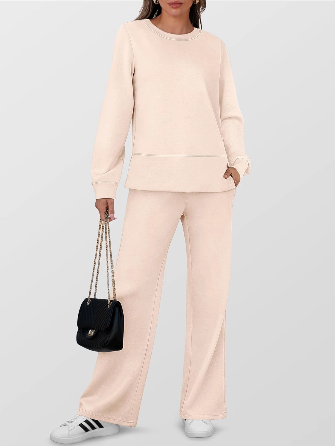 ANRABESS Women's 2 Piece Lounge Sets Casual Travel Outfits Wide Leg Tracksuit Sweatsuits Matching Set 2025 Fall Clothes