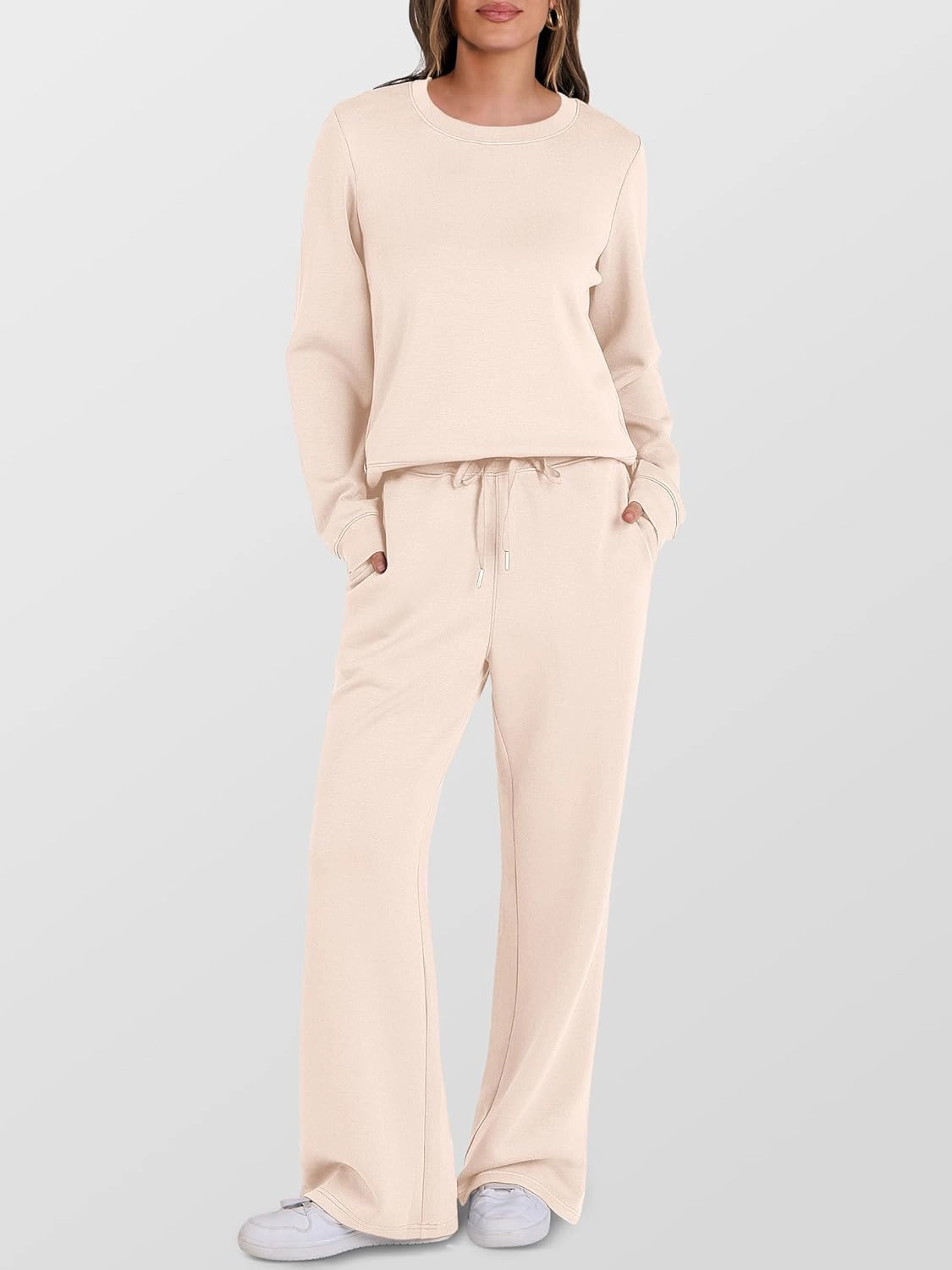 ANRABESS Women's 2 Piece Lounge Sets Casual Travel Outfits Wide Leg Tracksuit Sweatsuits Matching Set 2025 Fall Clothes