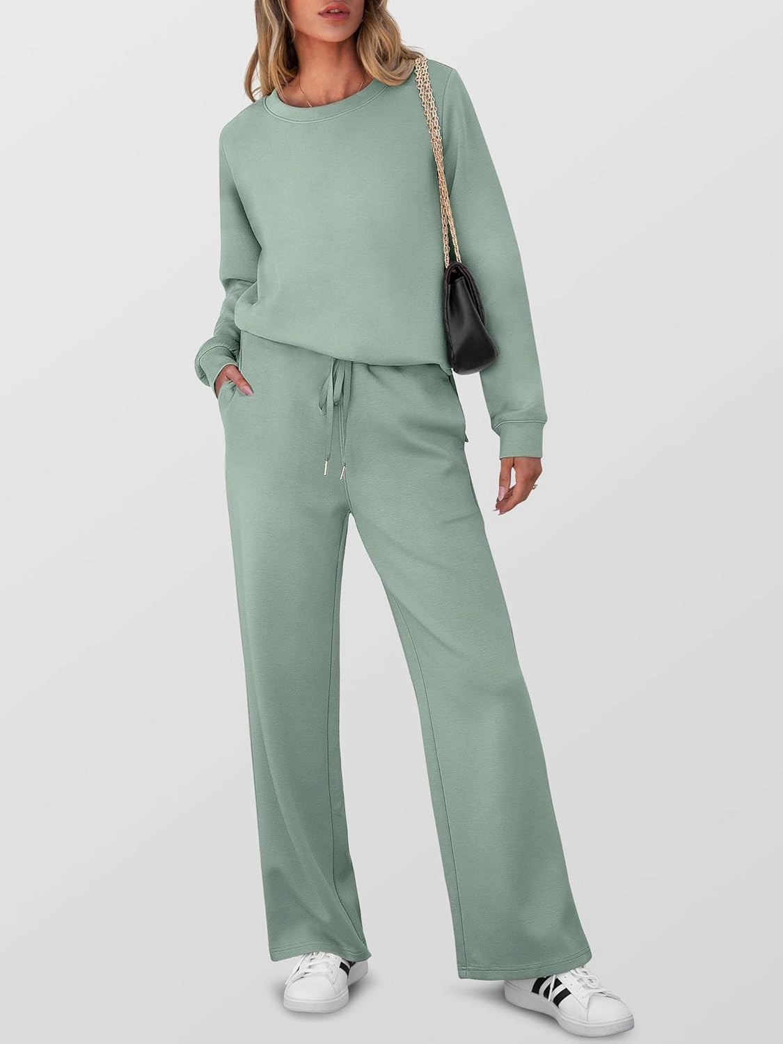 ANRABESS Women's 2 Piece Lounge Sets Casual Travel Outfits Wide Leg Tracksuit Sweatsuits Matching Set 2025 Fall Clothes