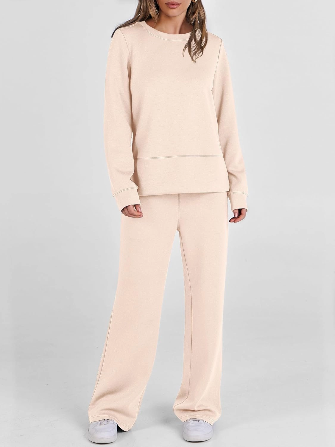 ANRABESS Women's 2 Piece Lounge Sets Casual Travel Outfits Wide Leg Tracksuit Sweatsuits Matching Set 2025 Fall Clothes