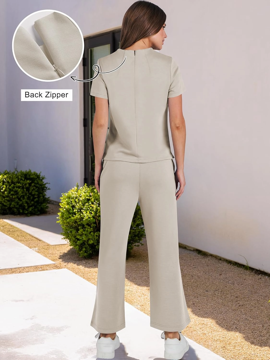 ANRABESS Women's 2 Piece Outfits Lounge Sets 2025 Summer Sweatsuits Short Sleeve Wide Leg Pants Sweat Set Tracksuits Clothes