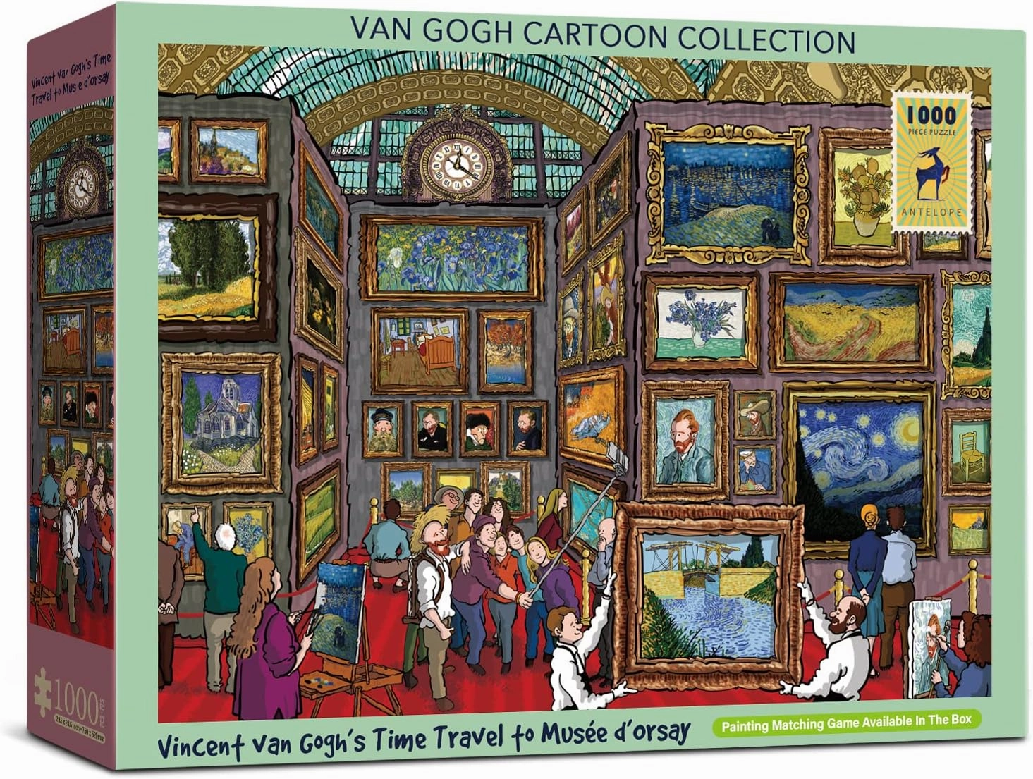 Antelope 2 in 1 1000 Piece Puzzle Bundle-Van Gogh's Time Travel to Muse Da Orsay-1000 Piece Jigsaw Puzzle Bundle with Drive-in Movie-1000 Piece Jigsaw Puzzle,Time Travel to Orsay   Drive-in Movie