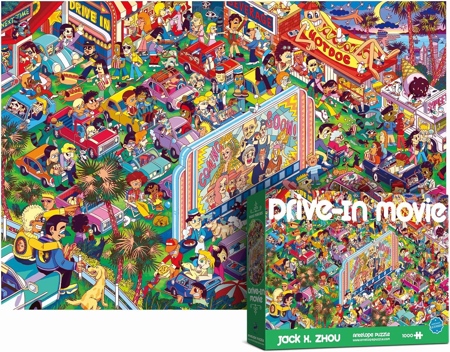 Antelope 2 in 1 1000 Piece Puzzle Bundle-Van Gogh's Time Travel to Muse Da Orsay-1000 Piece Jigsaw Puzzle Bundle with Drive-in Movie-1000 Piece Jigsaw Puzzle,Time Travel to Orsay   Drive-in Movie