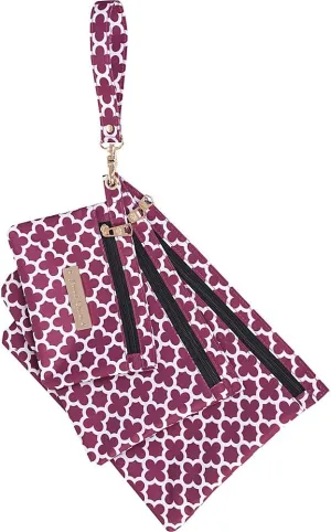 Aria Broadway 3-Piece Travel Pouch/Cosmetic Bag Set, Cranberry