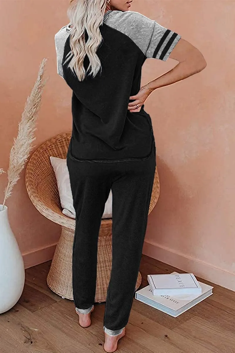 AUTOMET Lounge Sets For Women Two Piece Outfits Loungewear Short Sleeve Crewneck Jogger Pajama Set Sweatpants Tracksuit