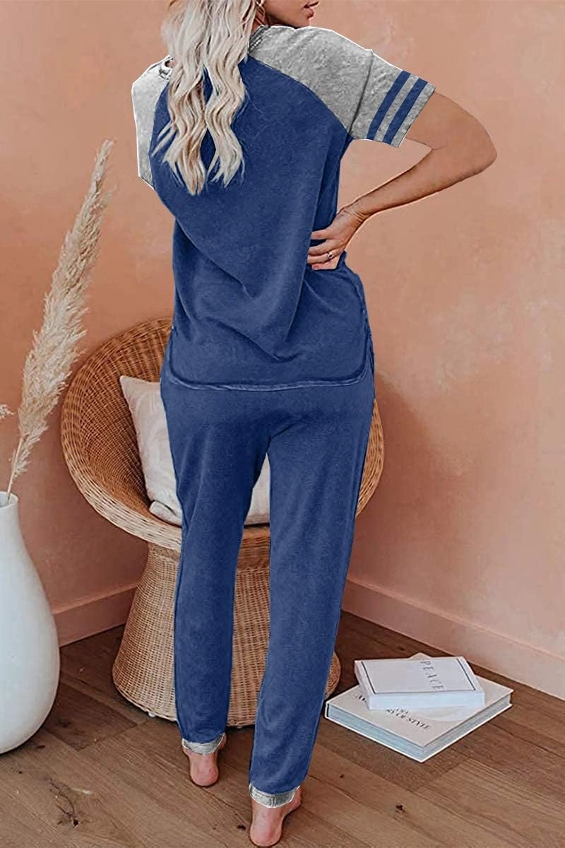 AUTOMET Lounge Sets For Women Two Piece Outfits Loungewear Short Sleeve Crewneck Jogger Pajama Set Sweatpants Tracksuit