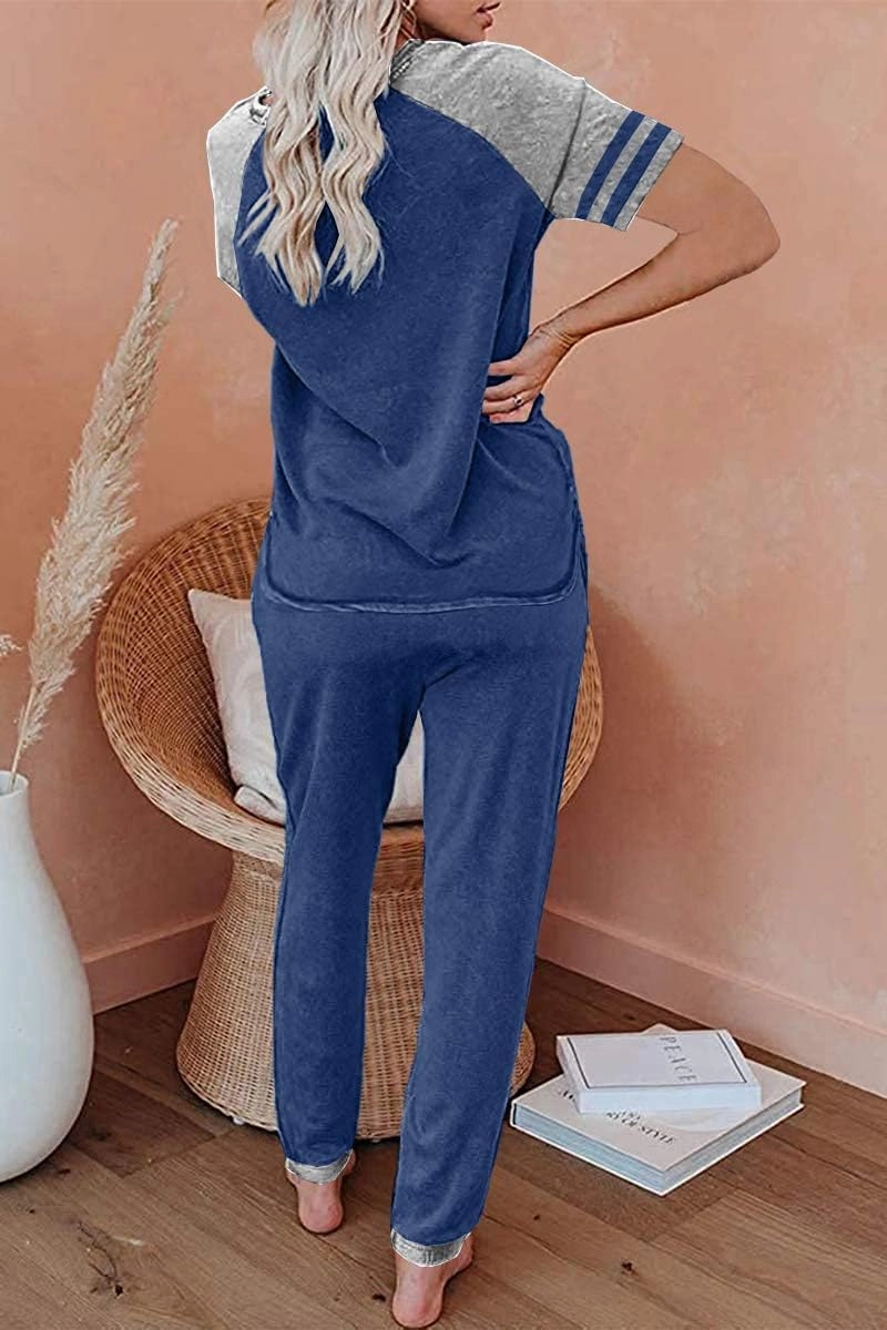 AUTOMET Lounge Sets For Women Two Piece Outfits Loungewear Short Sleeve Crewneck Jogger Pajama Set Sweatpants Tracksuit
