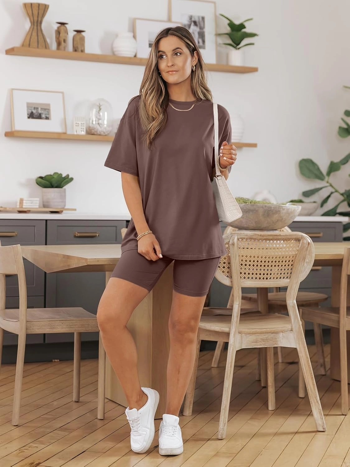 AUTOMET Womens 2 Piece Sets Summer Outfits 2025 Two Piece Lounge Set Matching Clothing Oversized Tshirts Biker Short Fashion