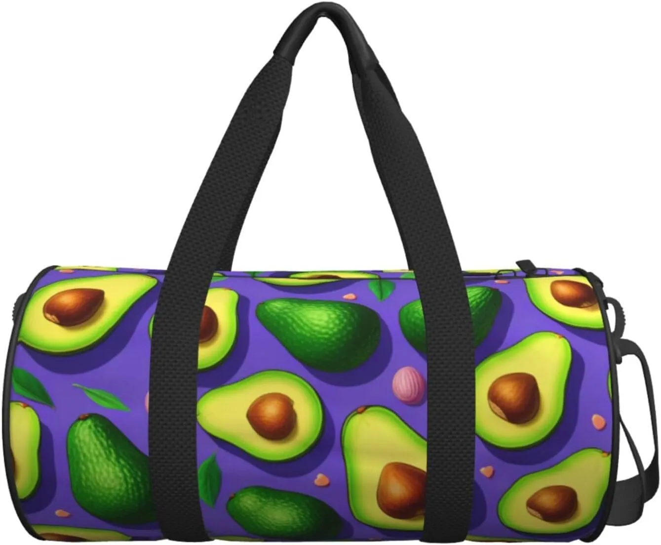 Avocado Pattern Printed Travel Bag,Round Personal Item Storage bag,Foldie Duffel Bag for Traveling Vacation,Fitness,Sports