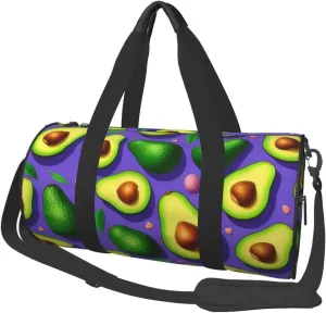 Avocado Pattern Printed Travel Bag,Round Personal Item Storage bag,Foldie Duffel Bag for Traveling Vacation,Fitness,Sports
