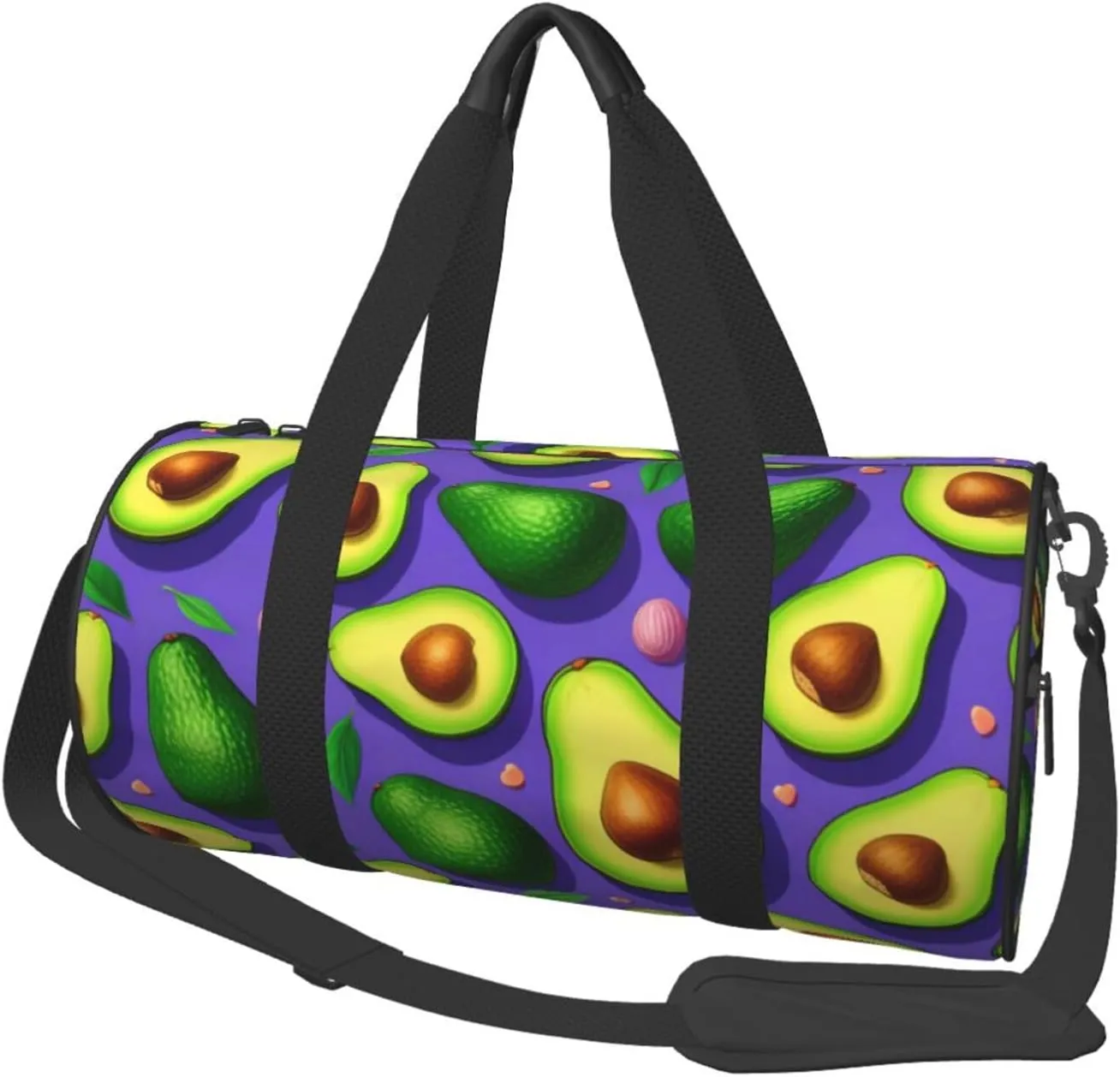 Avocado Pattern Printed Travel Bag,Round Personal Item Storage bag,Foldie Duffel Bag for Traveling Vacation,Fitness,Sports