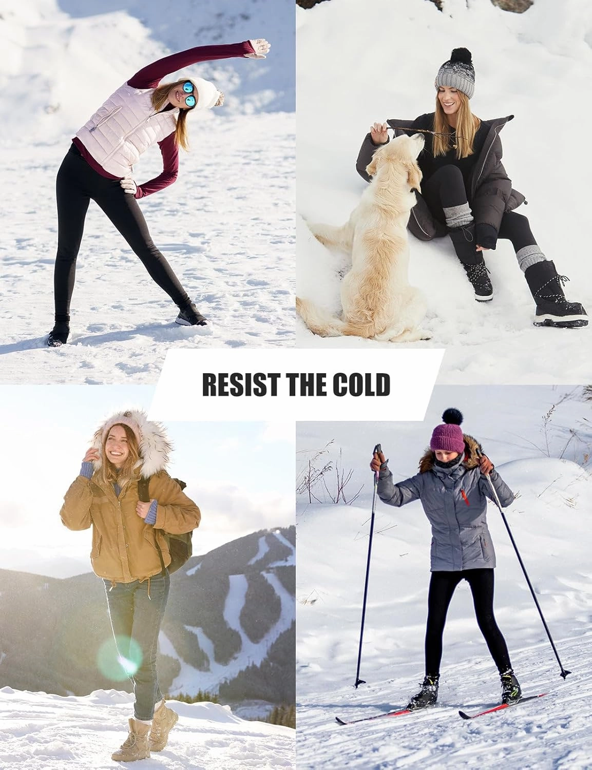 baleaf Women's Fleece Lined Leggings Thick Soft Winter Warm Thermal Waterproof High Waisted Pockets Hiking Running Skiing