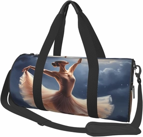 Ballerina Dance Printed Travel Bag,Round Personal Item Storage bag,Foldie Duffel Bag for Traveling Vacation,Fitness,Sports