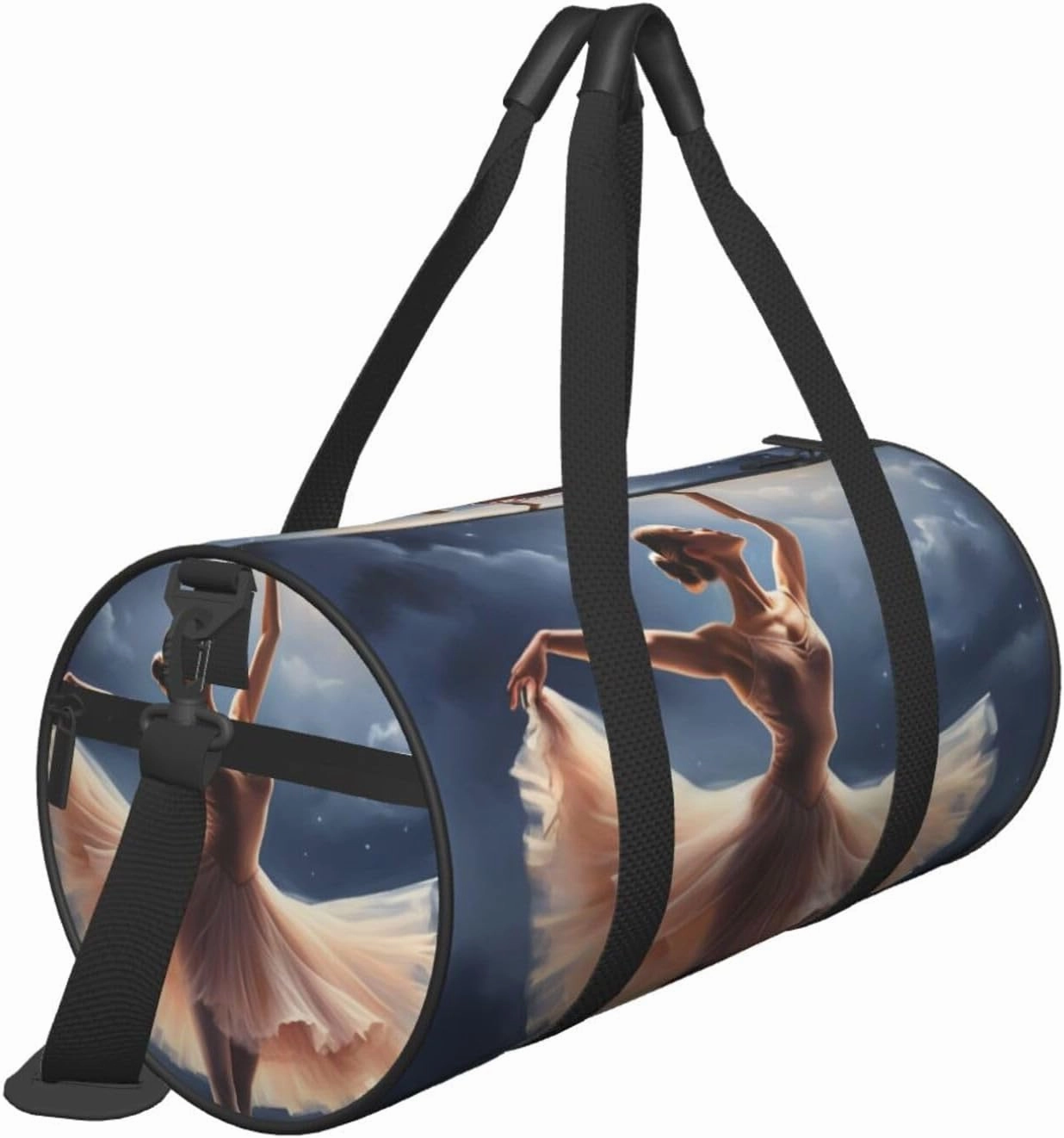 Ballerina Dance Printed Travel Bag,Round Personal Item Storage bag,Foldie Duffel Bag for Traveling Vacation,Fitness,Sports