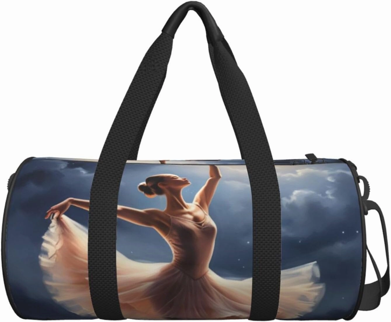 Ballerina Dance Printed Travel Bag,Round Personal Item Storage bag,Foldie Duffel Bag for Traveling Vacation,Fitness,Sports