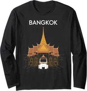 Bangkok, Thailand, Fun Temple and Tuk Tuk Asian Travel Long Sleeve T-Shirt